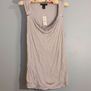WHBM XL light gray draped neck shell